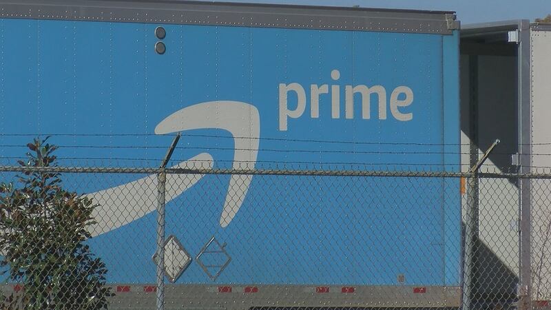 The men reportedly stole packages from the truck as the Amazon driver was making a delivery.