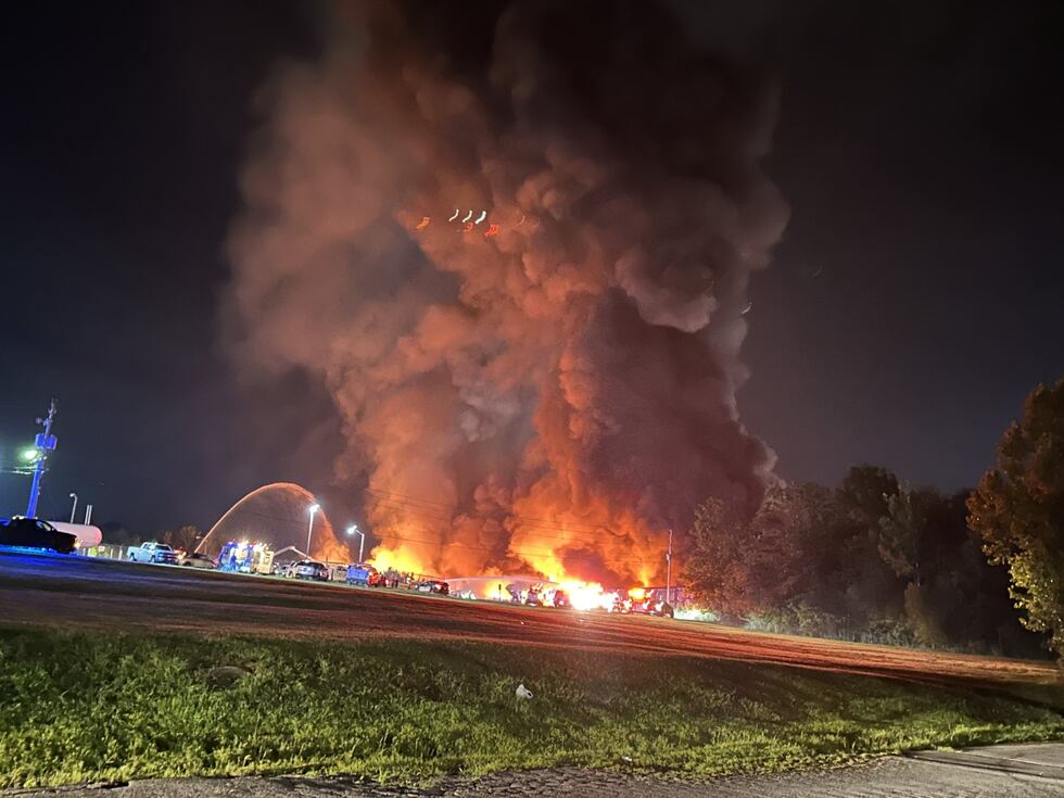 A fire broke out at a warehouse at Scott Recylcing on 25E in Newport.