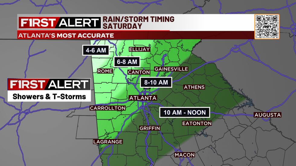 Saturday storm timing