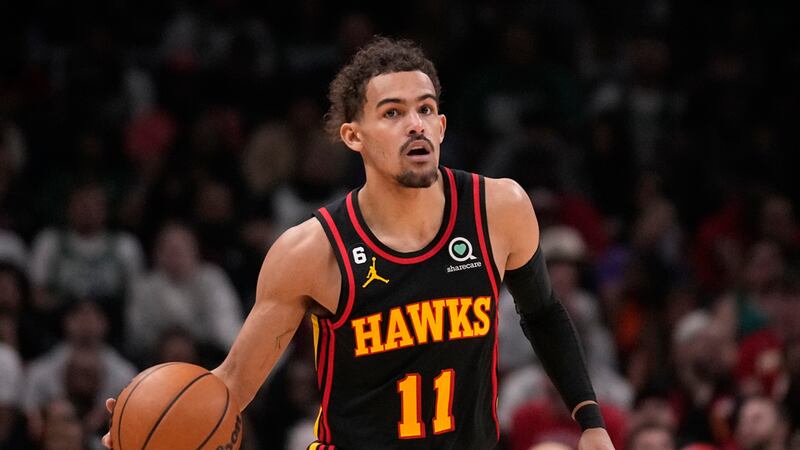 Atlanta Hawks' Trae Young during the first half of Game 3 of a first-round NBA basketball...
