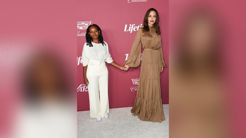 Zahara Jolie-Pitt, from left, and Angelina Jolie arrive at Variety's Power of Women: Los...