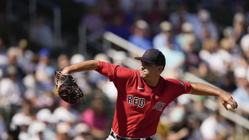 Boston Red Sox relief pitcher Richard Bleier (35) delivers during a spring training baseball...