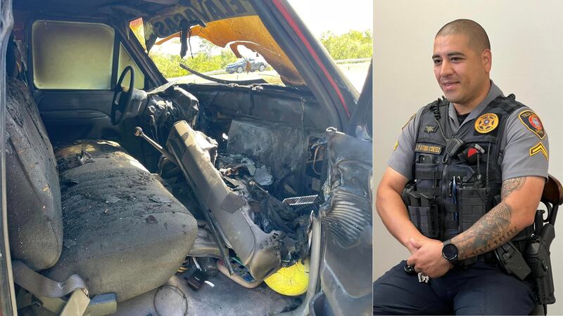 Deputy Ivan Patino was taken to the hospital to be treated for smoke inhalation.
