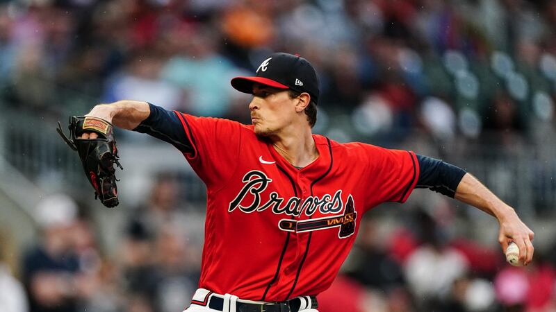 Atlanta Braves starting pitcher Max Fried works against the Baltimore Orioles in the first...