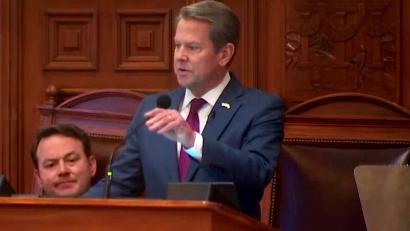 Georgia Gov. Brian Kemp delivers his State of the State address on Jan. 25, 2023.