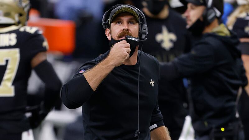 New Orleans Saints defensive line coach Ryan Nielsen during an NFL football game against the...